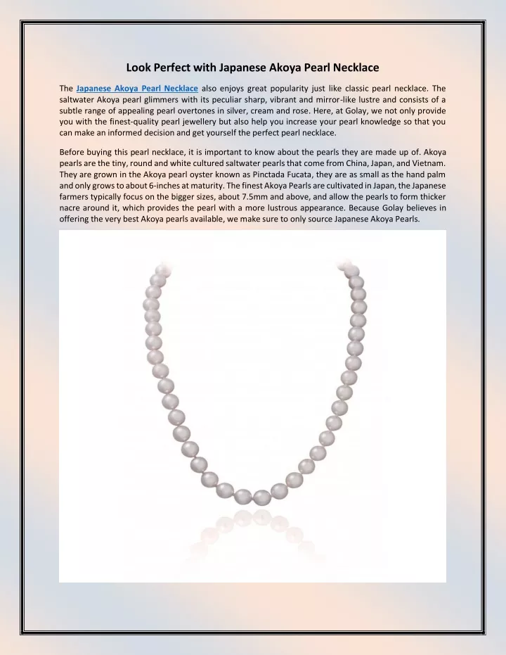 look perfect with japanese akoya pearl necklace