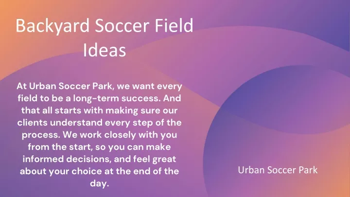 backyard soccer field ideas
