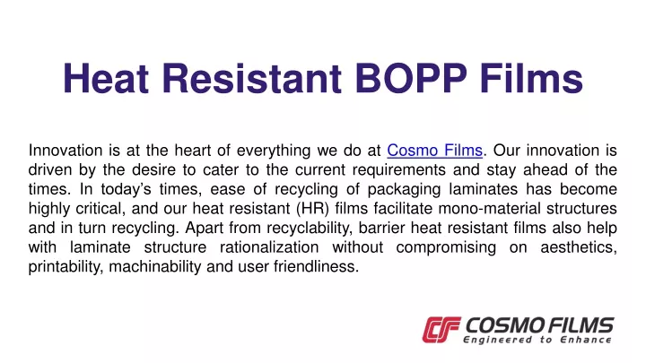 heat resistant bopp films