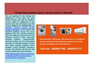 LG washing machine repairs service center in mumbai
