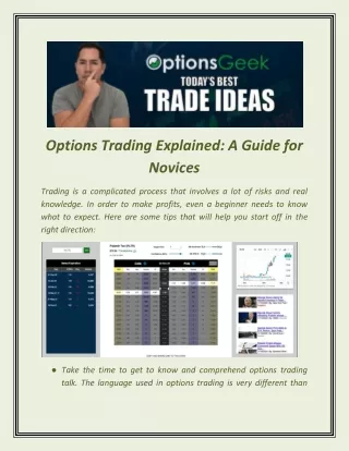 Options Trading Explained A Guide for Novices