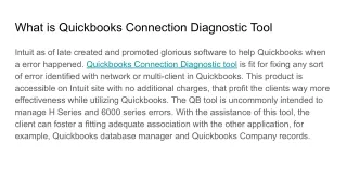 what is quickbooks connection diagnostic tool