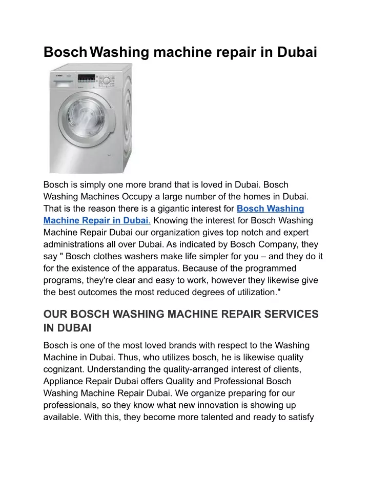 boschwashing machine repair in dubai