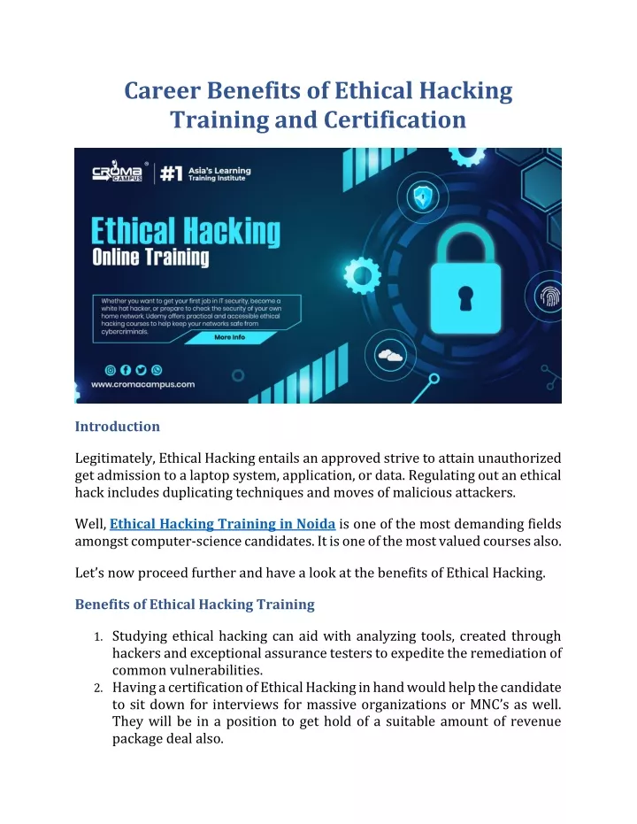 career benefits of ethical hacking training