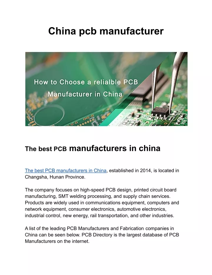 china pcb manufacturer