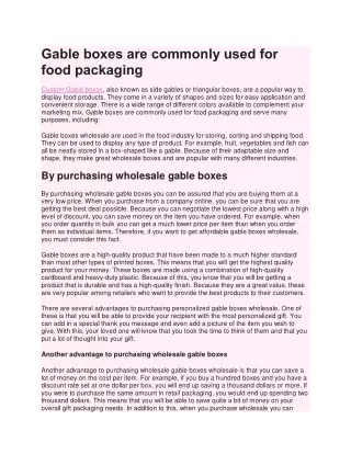 gable boxes are commonly used for food packaging