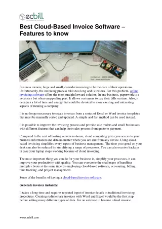 Best Cloud-Based Invoice Software – Features to know
