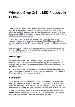 Where to Shop Online LED Products in Dubai?