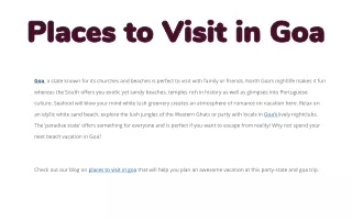 Places to Visit in Goa