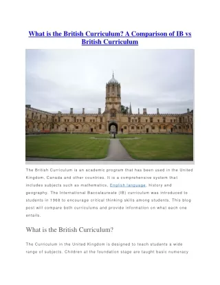 what is the british curriculum a comparison
