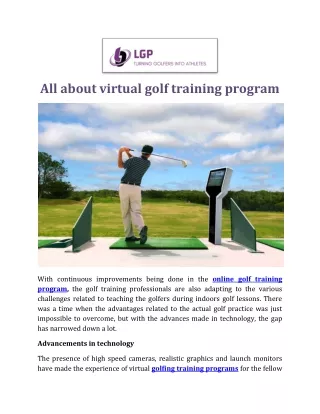 All about virtual golf training program