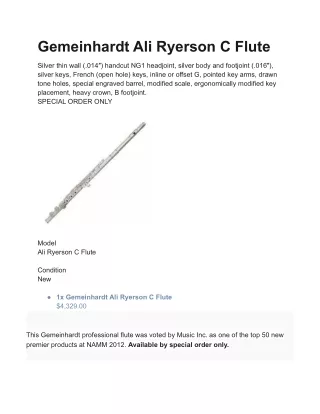 gemeinhardt ali ryerson c flute