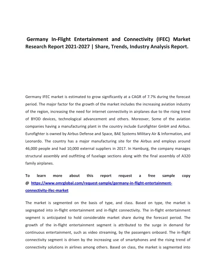 germany in flight entertainment and connectivity