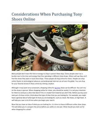 Considerations When Purchasing Tony Shoes Online