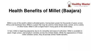 Health Benefits of Millet (Baajara)