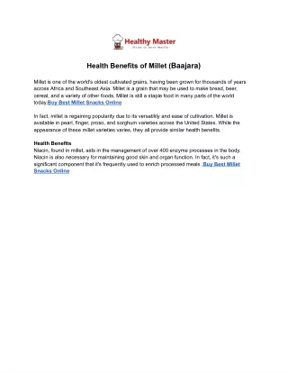 Health Benefits of Millet (Baajara)