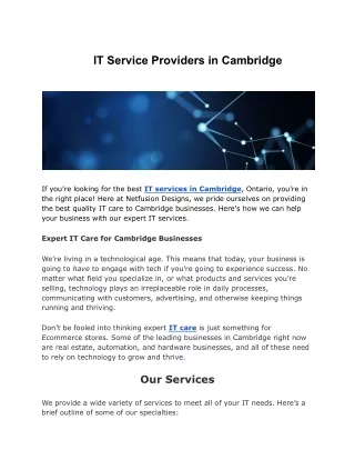 IT Service Providers in Cambridge | Net Fusion Designs