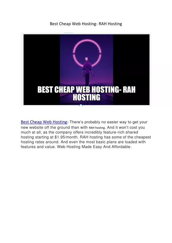 best cheap web hosting rah hosting