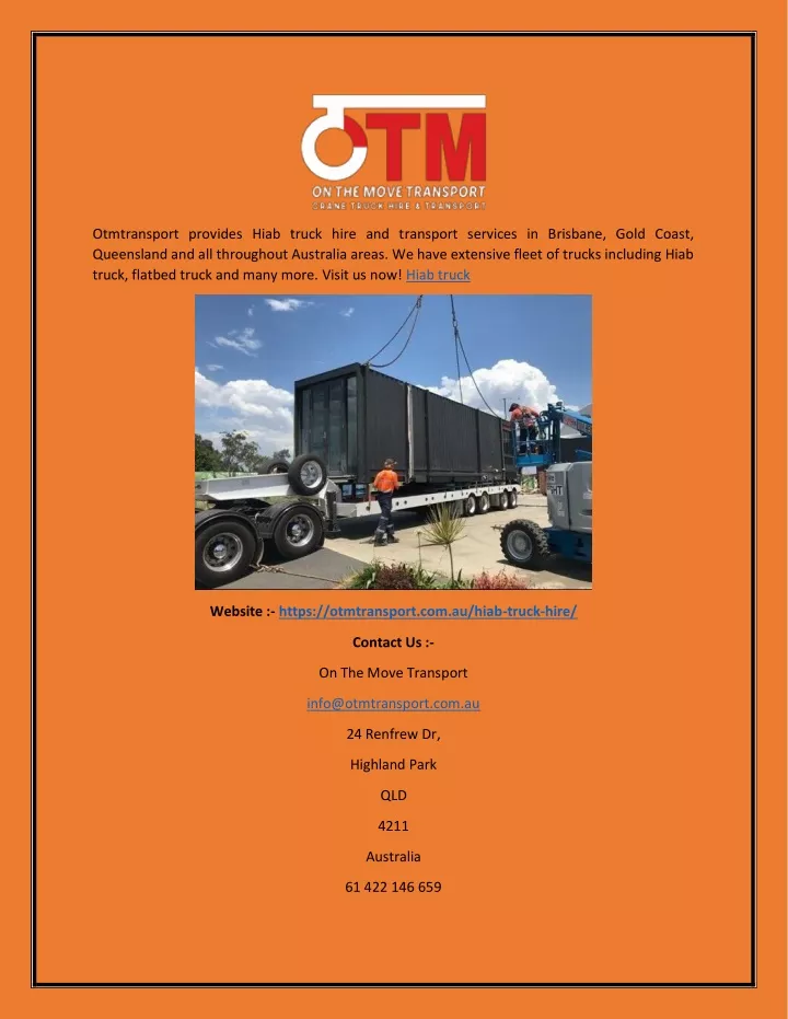 otmtransport provides hiab truck hire