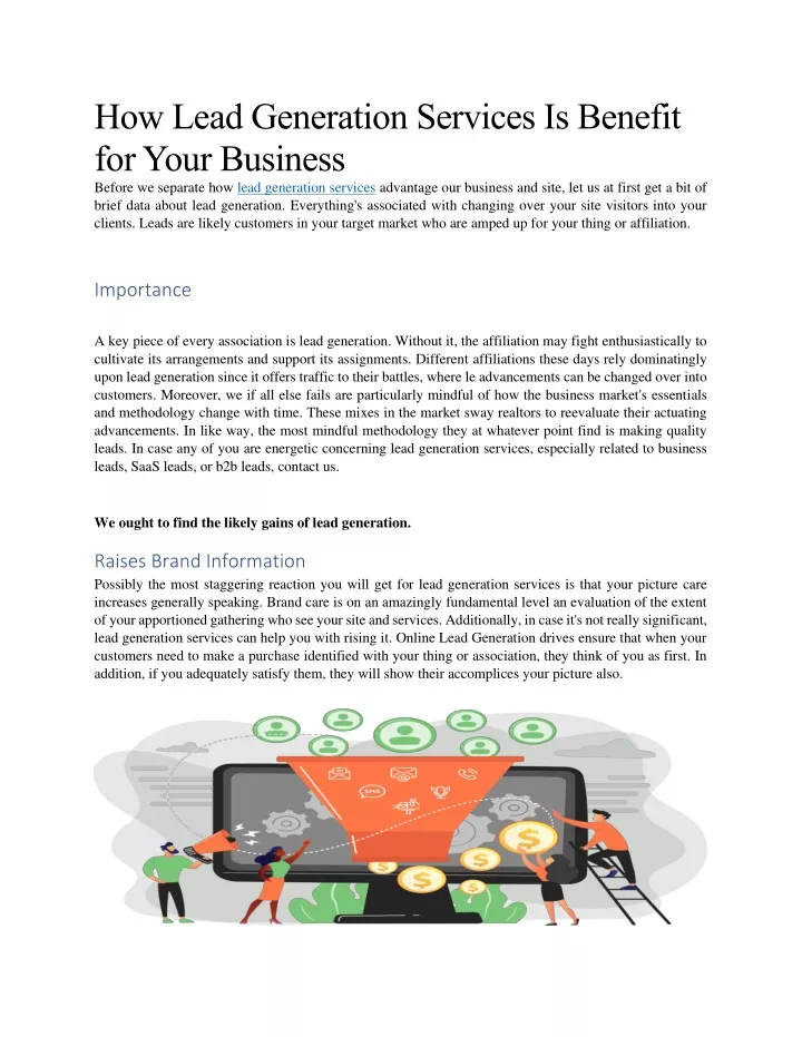how lead generation services is benefit for your