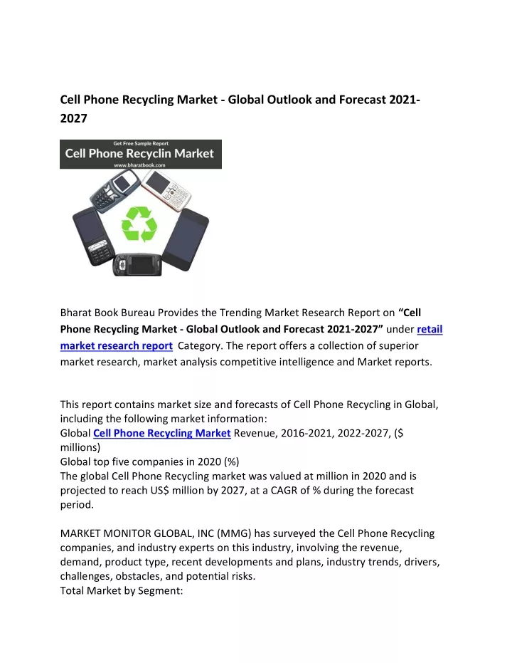 cell phone recycling market global outlook