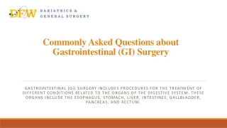 Commonly Asked Questions about Gastrointestinal (GI) Surgery