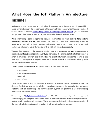 what does the iot platform architecture include
