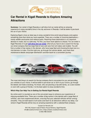 Car Rental in Kigali Rwanda to Explore Amazing Attractions