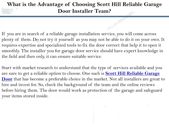 what is the advantage of choosing scott hill