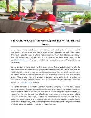 The Pacific Advocate- Your One-Stop Destination for All Latest News