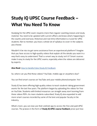Study IQ UPSC Course Feedback – What You Need To Know