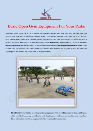 Basic Open Gym Equipment For Your Parks