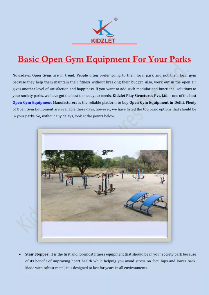 basic open gym equipment for your parks
