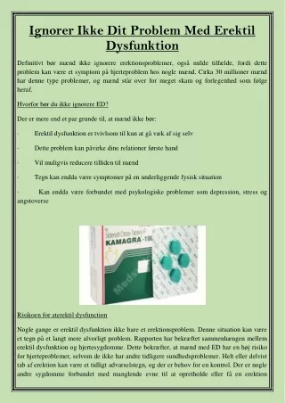 ignorer ikke dit problem med erektil dysfunktion