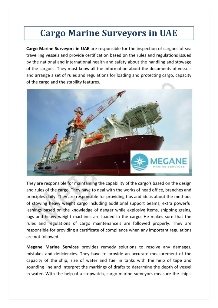 cargo marine surveyors in uae