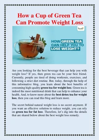 Green Tea for Weight Loss
