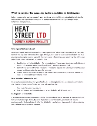 What to consider for successful boiler installation in Biggleswade