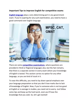 Important Tips to improve English for competitive exams