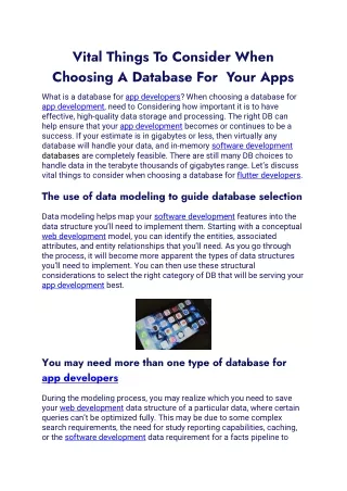 vital things to consider when choosing a database