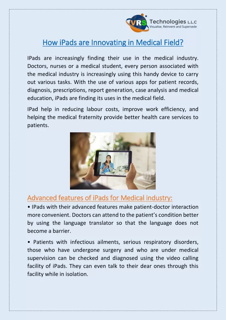 how ipads are innovating in medical field