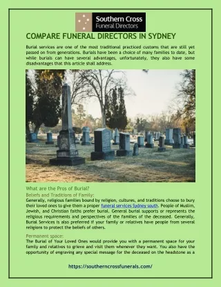 Compare Funeral Directors in Sydney