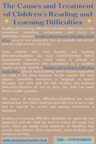 the causes and treatment of children s reading