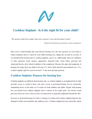cochlear implant is it the right fit for your