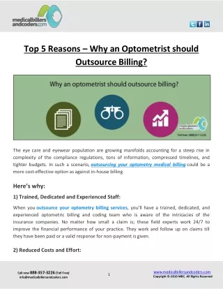 top 5 reasons why an optometrist should outsource