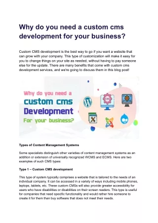 why do you need a custom cms development for your