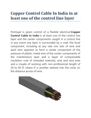 copper control cable in india in at least