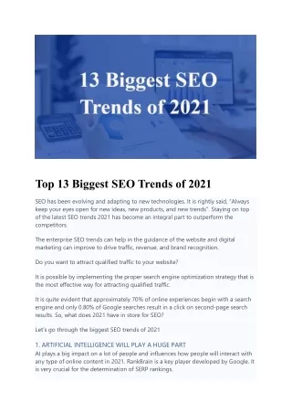 Top 13 Biggest SEO Trends of 2021