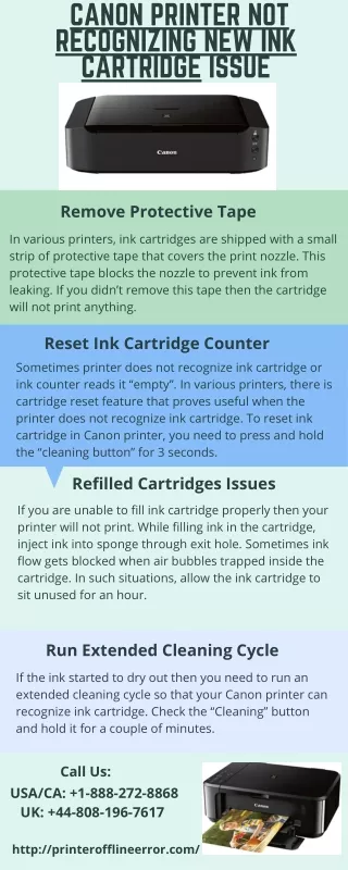 canon printer not recognizing new ink cartridge