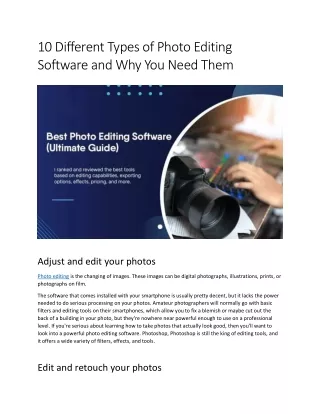 10 different types of photo editing software
