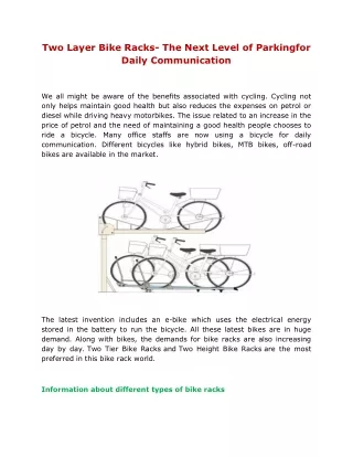 Two Layer Bike Racks- The Next Level of Parkingfor Daily Communication